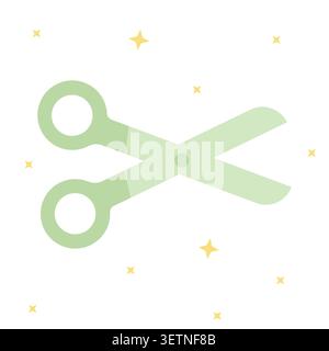 Playful lime green paper cutting scissors vector icon. Great for kids handcraft class marketing, elementary student creative activities, and colorful Stock Vector