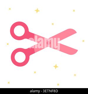 Bold red pastel plastic shears vector graphic. Perfect for teacher classroom resource themes, primary student workspace planners, and kindergarten cra Stock Vector