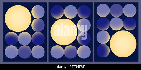 Abstract Poster with Circle Pattern and One Luminous Orb, Smooth Gradient Geometric Composition Stock Vector