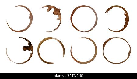 Watercolor coffee stains with organic ring texture. Stock Vector