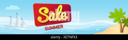 top view of summer beach waves background. Summer Sale banner design template. Summer sale lettering template banner. blue and orange color. Stock Vector
