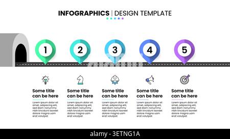 Infographic template with icons and 5 options or steps. Can be used for workflow layout, diagram, banner, webdesign. Vector illustration Stock Vector