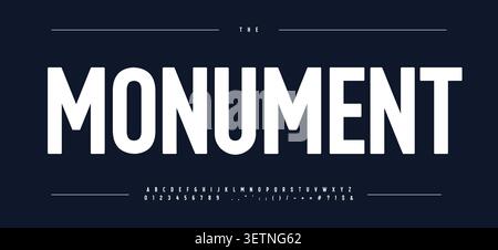 Tall Font Monumental Logo Alphabet Bold Narrow Letter Set Condensed Typography, Geometric Typographic Design for Strong Title Text, Masculine Headline Stock Vector