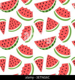 Watermelons and pieces of bitten watermelons Stock Vector