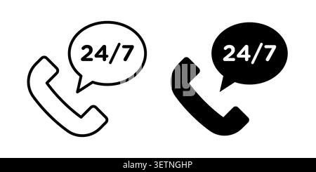 24 7 Emergency call services icon for web projects. Stock Vector