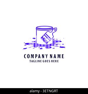 Paint Bucket Can Brush Paintbrush Splash For Renovation Home Improvement Interior Design Stock Vector