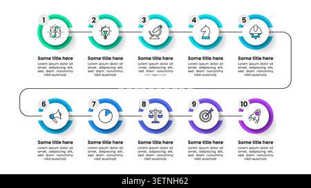 Infographic template with icons and 10 options or steps. Line. Can be used for workflow layout, diagram, webdesign. Vector illustration Stock Vector