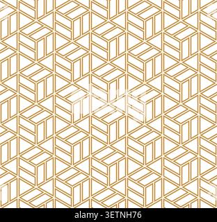 Abstract geometric pattern. A seamless vector background. White and gold ornament. Graphic modern pattern. Simple lattice graphic design Stock Vector