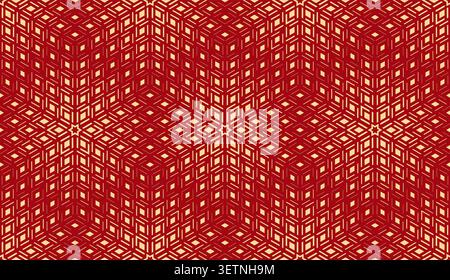 Abstract geometric pattern. Seamless vector background. Gold and red halftone. Graphic modern pattern. Simple lattice graphic design Stock Vector