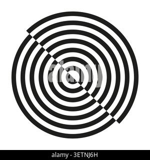 Black and white concentric circles with optical effect vector. Graphic supports minimalist branding and modern visual identity. EPS 10. Stock Vector