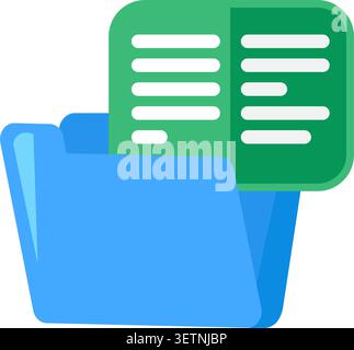 Blue file folder flat illustration representing document storage office organization and business management Stock Vector