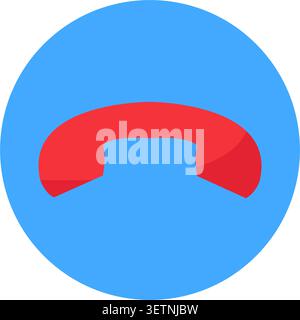 Call end button flat illustration representing phone hangup rejected communication and call termination Stock Vector