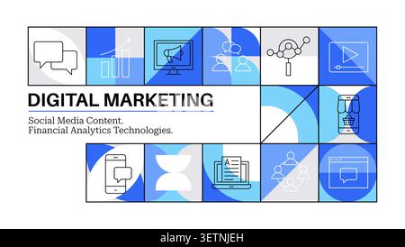 Digital Marketing Geometric Concept Stock Vector