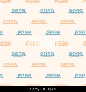 Minimal boho seamless pattern with wave symbols Stock Vector