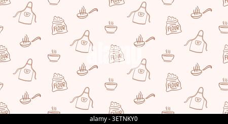 Cooking vector seamless pattern, kitchen print Stock Vector