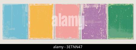 Colorful pastel color poster templates with grunge art texture. Overlay background for poster. Paper retro grunge abstract element.  Stock Vector