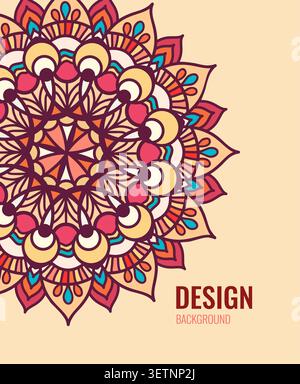 luxury Mandala yoga design. poster Golden mandala on dark background. Luxury elegant cover. Decorative ornate round mandala. A symbol of life and Stock Vector