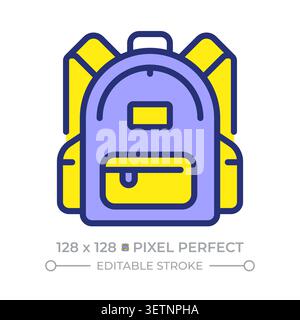 School bag pixel perfect line color icon Stock Vector