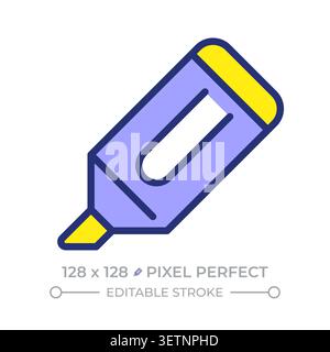 Highlighter pen pixel perfect line color icon Stock Vector