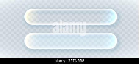 Glassmorphism UI button elements with soft rounded borders for modern interface design. Vector illustration Stock Vector