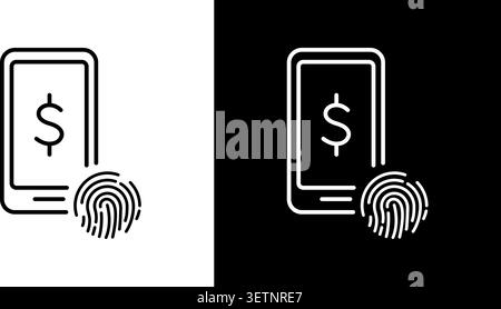 Smartphone With Fingerprint And Dollar Sign Icon. Mobile Payment Security And Biometric Authentication Symbol. Digital Finance And Secure Transactions Stock Vector