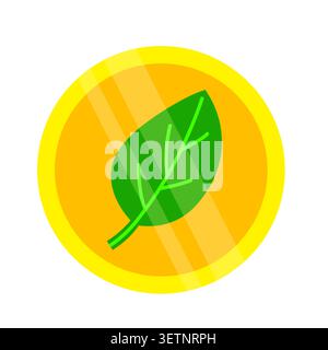 coin with leaf icon, sustainable finance, green investment, ESG and environmental responsibility concept - vector illustration Stock Vector