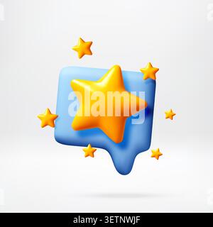 3d illustration of speech bubble with yellow star. Stock Vector