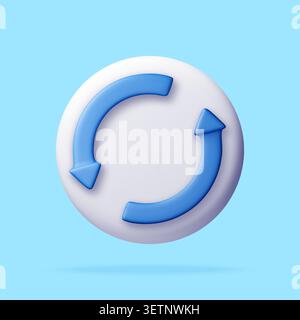 3D arrow icon, refresh or reload action. Stock Vector