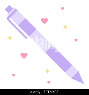 Lovely lavender purple automatic pencil vector illustration. Suitable for creative writing project icons, high school study resources, and soft pastel Stock Vector