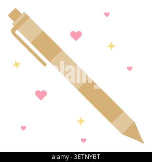 Classic pastel brown mechanical pencil clip art vector artwork. Suitable for professional cozy workspace illustration, academic supply catalogs, and s Stock Vector
