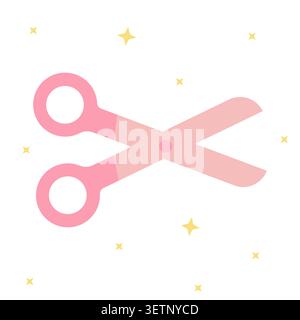 Single light pink plastic scissors vector icon in flat design. Perfect for feminine craft studio branding, kids DIY activities, and cute school statio Stock Vector