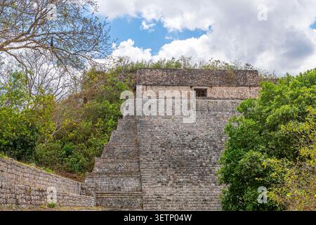 Mayan Grand Pyramid in Uxmal, Mexico. Stock Photo
