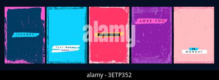 Colorful pastel color poster templates with grunge art texture. Overlay background for poster. Paper retro grunge abstract element.  Stock Vector