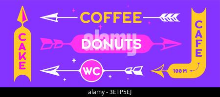 Arrow, signboard, direction. Bright colorful arrow Stock Vector