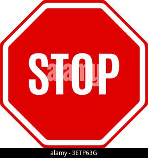 A bold red stop sign with thick white uppercase letters, used universally for traffic control to instruct vehicles and pedestrians to halt. Stock Vector