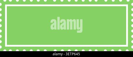 A clean and simple green rectangular stamp design featuring perforated edges, ideal for labels, seals, or decorative elements in projects. Stock Vector