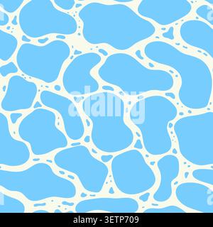 pool water texture seamless pattern, repeating blue water surface with ripples and light reflections, abstract aquatic background for summer design - Stock Vector