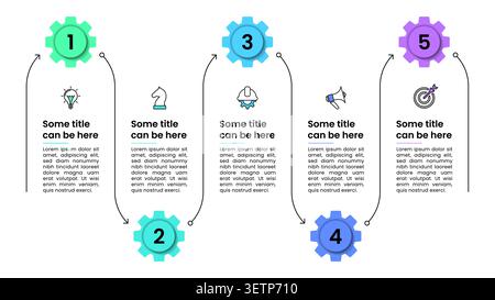 Infographic template with icons and 5 options or steps. Gears. Can be used for workflow layout, diagram, banner, webdesign. Vector illustration Stock Vector