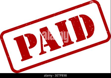 A bold red rubber stamp impression showing the word PAID in capital letters, indicating payment completion or approval status. Stock Vector