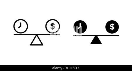 Time and money scale icon for web projects. Stock Vector