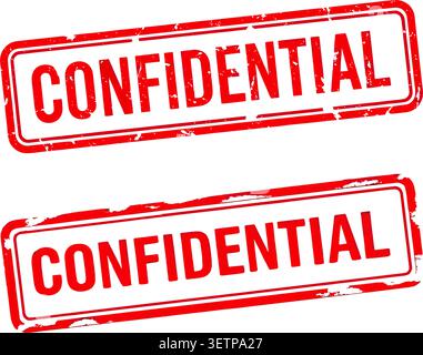 A striking red-bordered confidential stamp or label featuring bold black uppercase text, perfect for documents or digital use. Stock Vector