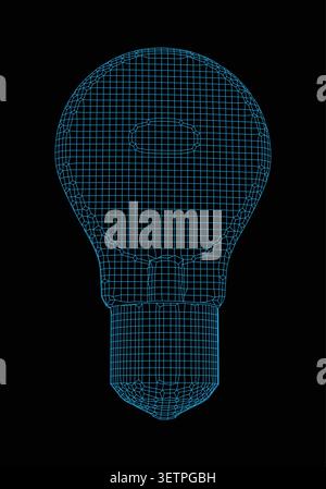 3d wireframe light bulb illustration Stock Vector