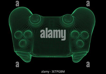 3d wireframe model of a modern video game controller Stock Vector