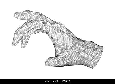 3d wireframe mesh of a human hand in a reaching gesture Stock Vector