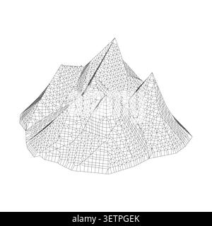 Abstract 3d wireframe mountain landscape with polygonal mesh structure Stock Vector