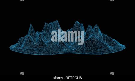 Abstract 3d wireframe landscape mountain terrain Stock Vector