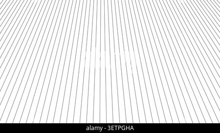 Abstract background with converging parallel lines, perspective view of black stripes surface Stock Vector