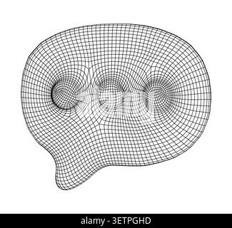 Abstract wireframe speech bubble shape with three circular indentations Stock Vector