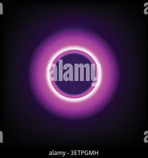 Abstract Neon Glowing Circle Light Ring on Dark Background Stock Vector