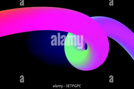Abstract Neon Gradient Spiral Wave on Dark Background Stock Vector